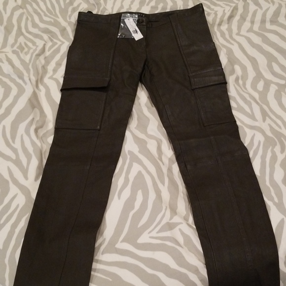 Theory NWT Deep Chocolate Leather Cargo Pants 8 - Picture 3 of 5